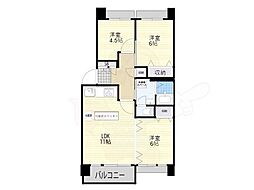 北緑丘団地北緑丘第4住宅18号棟 3LDKの間取図画像