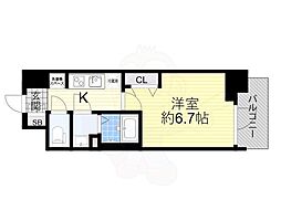 プレサンスOSAKA西中島リエゾン 1Kの間取図画像