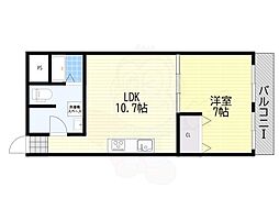 シャンティー塚本 1LDKの間取図画像