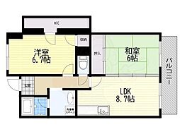 パレ上新庄 2LDKの間取図画像