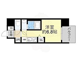 セレニテ十三ミラク ワンルームの間取図画像