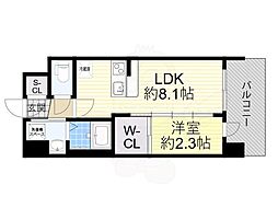 セレニテ十三ミラク 1LDKの間取図画像