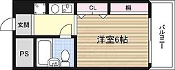 アムール野中2 ワンルームの間取図画像