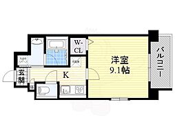 レクエルド塚本 1Kの間取図画像