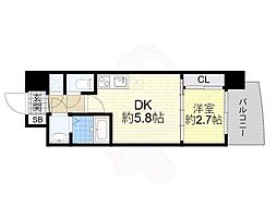 セレニテ東三国ミラク 1DKの間取図画像