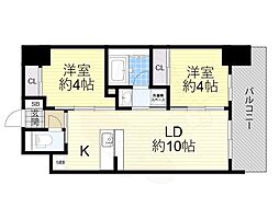 セレニテフラン新大阪 2LDKの間取図画像