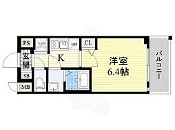 グランカリテ塚本 1Kの間取図画像