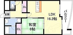 エスパシオ上新庄 1LDKの間取図画像