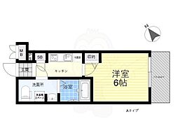 グランドロアール上新庄 1Kの間取図画像
