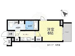 グランドロアール上新庄 1Kの間取図画像
