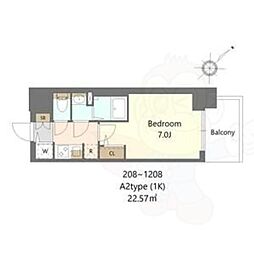 S-RESIDENCE上新庄beat 1Kの間取図画像