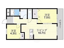 サンメゾン3 2LDKの間取図画像