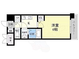 エスレジデンス新大阪ガーデン 1Kの間取図画像