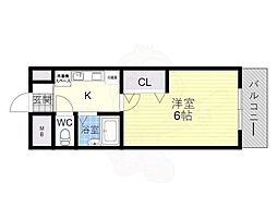 エストリーヴル 1Kの間取図画像