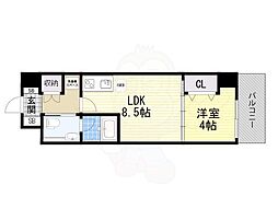 LaCASA新北野 1LDKの間取図画像