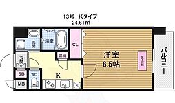 スプランディッド新大阪DUE 1Kの間取図画像