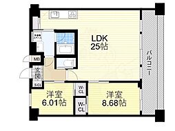 プレジオ帝塚山 14階2LDKの間取り