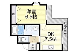 オークコート殿辻 1DKの間取図画像