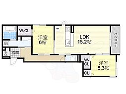 La Coeur北島 2LDKの間取図画像