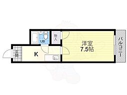 スカイハイツ中加賀屋 1Kの間取図画像