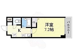 SWISS難波南 1Kの間取図画像