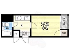 栄光ロイヤルハイツ 1DKの間取図画像