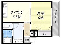 グリッター清水丘 1DKの間取図画像