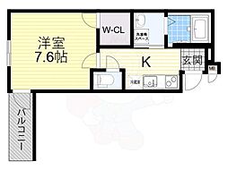 フジパレス中加賀屋5番館 1Kの間取図画像