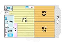 メゾンドール北加賀屋 2LDKの間取図画像