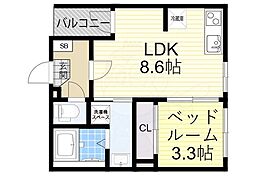 ハーモニーテラス安立IV 1LDKの間取図画像