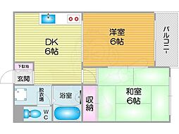 センチュリー浜口 2DKの間取図画像
