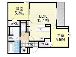 ロイジェント住之江公園 2LDKの間取図画像