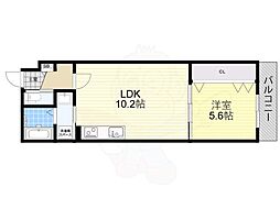 プレジール帝塚山 1LDKの間取図画像
