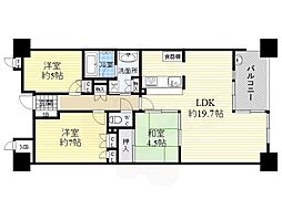リバーガーデンコスモスクエア 3LDKの間取図画像