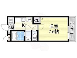 ラフィーネ住之江 1Kの間取図画像