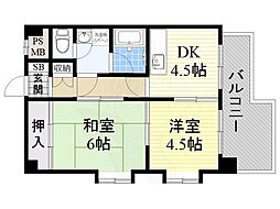 セントポーリア・アビコ 2DKの間取図画像