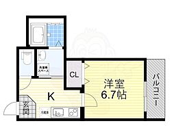 フジパレスあびこ駅東5番館 1Kの間取図画像