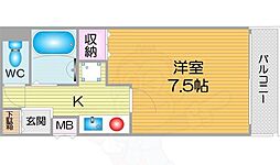 アネックス北島 1Kの間取図画像