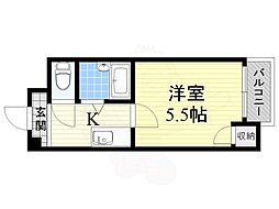 パークライフ住吉 1Kの間取図画像