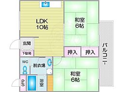 パークハイム住之江 1LDKの間取図画像