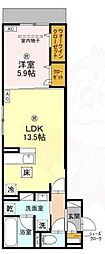 TORASIA上住吉 1LDKの間取図画像