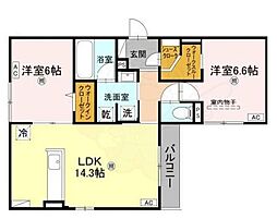 TORASIA上住吉 2LDKの間取図画像