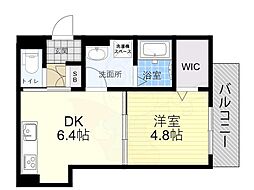ラモーナ東本町3 3階1DKの間取り
