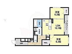パノフグランデ 1階2LDKの間取り