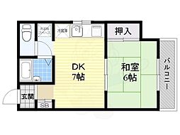 アイビーハイツ 1DKの間取図画像