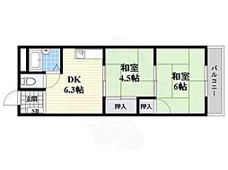 ノース大庄 2DKの間取図画像