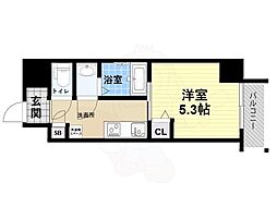 フォーリアライズ昭和南通1 1Kの間取図画像