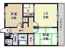 グランピアウエスト 2LDKの間取図画像