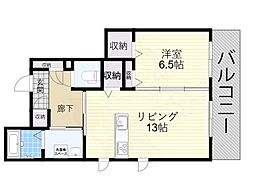 KRJ園田 1LDKの間取図画像