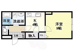 コンフォート武庫川 1Kの間取図画像